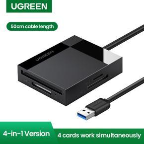 UGREEN SD Card Reader USB 3.0 Card Hub Adapter 5Gbps Read 4 Cards Simultaneously CF, CFI, TF, SDXC, SDHC, SD, MMC, Micro SDXC, Micro SD, Micro SDHC, MS, UHS-I for Windows, Mac, Linux