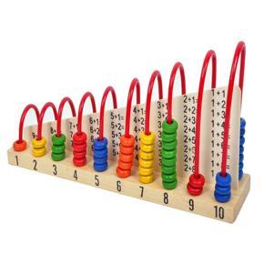 Wooden Double-Sided Calculation Shelf Abacus with Counting Addition Subtraction Maths Toy for Kids - Multi-Colour