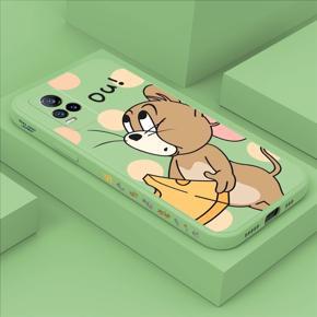 Hontinga for Vivo V21E Case Side Design Cute Cartoon Mouse Back Cover Soft Square Edge Pattern Liquid Silicone Trend Phone Cases