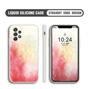 Hontinga for Samsung A52S 5G Case Watercolor Gradient Liquid Soft Square Silicone Phone Case Shockproof Protection Rubber Cover