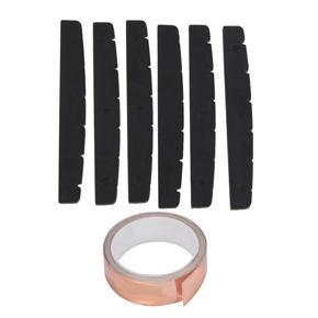 BRADOO- 6X Black 6-String Guitar Top Nut 42X3.5mm & 1x 30mm X10M Copper Foil Tape Adhesive EMI Shielding Guitar Slug Snail