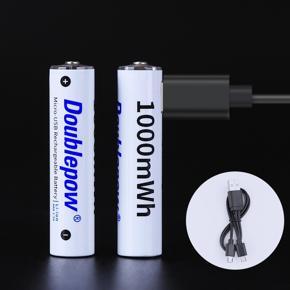 Doublepow 1.5V 10440 AAA lithium li ion battery with Micro USB 2 Piece with usb cable