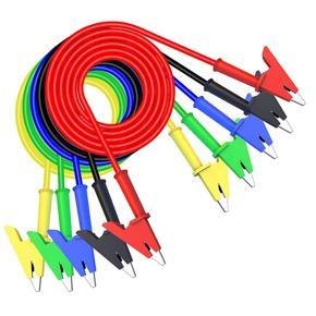 BRADOO 5Pc Alligator Clips Test Leads Dual Ended Crocodile Wire Cable with Insulators Clips Test Flexible Copper Cable 3.3Ft/1M