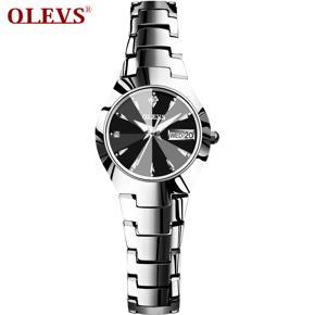 OLEVS Waterproof Quartz Watch for Women Tungsten Steel Strap Elegant Fashion Luminous Date Diamond Wristwatch - 8697