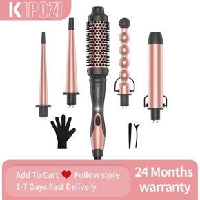 KIPOZI Hair Curling Wands 5 in 1 Curler Set 9-32mm with Ceramic Coating Barrels Tongs Instant Heating Up