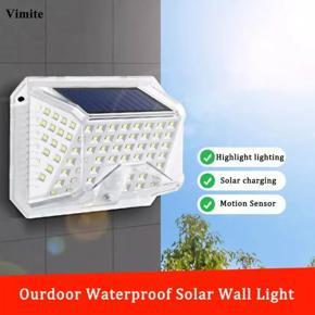 Vimite 90 LED Solar Light Outdoor Waterproof Wall lamps Human Body Sensing 3 Modes Street Light for Front Door Garden Patio Curb