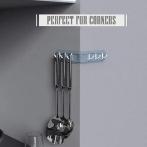 Corner Free Punching Hanger 6 Row Hooks for Kitchen Bathroom