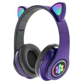 B39B Luminous Cat Ear Foldable Headphones Wireless Head-mounted Strong Bass Bluetooth Headphones