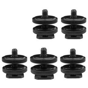 5 Pack 1/4 inch Flash Hot Shoe Mount Adapter to Tripod Screw Converter Adapters with Double Nuts for DSLR Camera Rig Monitor LED Video Light