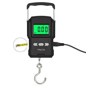 GMTOP WeiHeng A27L/A27L-B (Optional) 75kg/10g Rechargable LCD Display Screen with Tapes Length Measure Function Electronic Hook Scale High Precisions Five Units Switch with Backlight