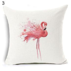 18Inch Linen Flamingo Flowers Sofa Waist Cushion Pillow Case Cover Home Decor