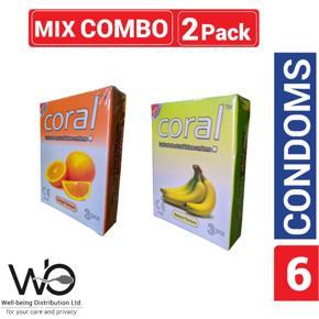 Coral Mix - 1 Pack Orange & 1 Pack Banana Flavored Condom - 3x2=6pcs