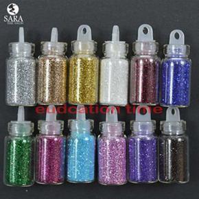 Nail Glitter Mini Bottle Glitter Powder Decoration Nail Art 3D Powder Dust Set Nail Art Decoration Acrylic Uv Gel- Multicolor