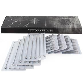 20Pcs Stainless Steel s Set With 20Pcs Disposable Tattoo Tips Tubes Set Sterile Nozzle Se-Permanent Gray
