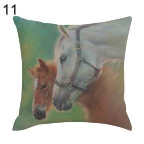 Realistic Horse Print Cotton Linen Square Cushion Cover Home Decor Pillow Case