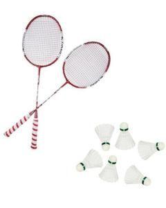 Pair of Badminton Rackets with 6 carlton speed nylon Badminton Shuttle