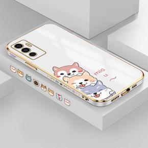 Hontinga for Vivo V23E 5G/4G Back Cover Luxury 6D Plating Cute Cartoon Printing Side Pattern Case Soft Silicone Square Phone Cases