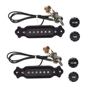 QUANBU 2X Pre-Wired 6-String Single Coil Pickup Harness with Volume & Tone Pots for Electric Cigar Box Guitar