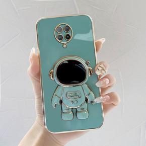 Hontinga for Redmi K30 Pro/K30 Pro ZooM/Xiaomi Poco F2 Pro Back Cover With Cartoon Astronaut Folding Bracket Cases Luxury 6D Plating Soft Silicone Phone Cases