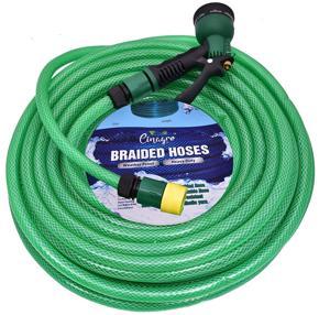 15m Heavy Duty 3 Layered Braided Water Hose Pipe (Size : 1/2 inch - Lenght : 15Meters) with 8 Mode Spray Nozzle and Quick Snap-in Connectors - Garden, Car Wash, Floor Clean, Pet Bath