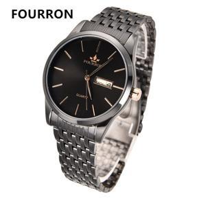 FOURRON Men's Waterproof Calendar Ultra-thin Quartz Watch Waterproof Business Fashion Watches Stainless Steel Wristwatch for Men