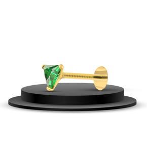 NEW TRIANGLE ZIRCONIA GREEN STONE 24K GOLD PLATED NOSE PIN