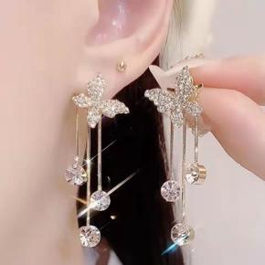 Ladies Long Tassel Earrings Korean Butterfly Rhinestone Pendant Earrings Elegant Geometric Pendant Earrings Jewelry 2021 Trend