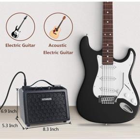 GITAFISH B9 Electric Guitar Amp Rechargeable Bass Guitar Amplifier Portable with 18 Types Drum Beats, Microphone & AUX Input