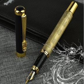 Luoshi 598 Classic Design High Quality Business Writing Fountain Office Pen Metal Ink Brand Pen Dragon