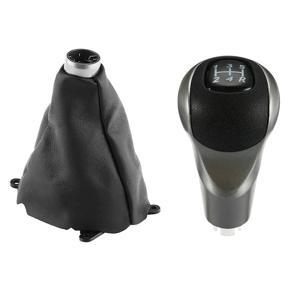 1 Pcs Car Gear Gaiter Shift Shifter Boot Manual Pu Leather & 1 Pcs Shift Head, 5 Speed Gear Shift Knob