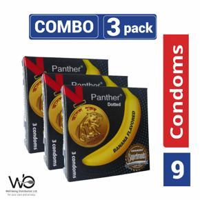 Panther - Dotted Banana Flavored Condom - Combo Pack - 3 Packs - 3x3=9pcs