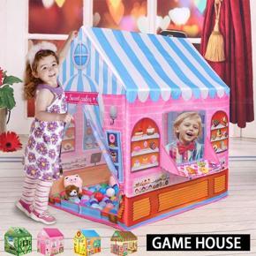 Foldable and Comfortable play house Indoor and Outdoor house play tent Castle and Military for kids tent house with 50 balls