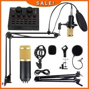 BM 800 Microphone & V8 Sound Card-Singing Broadcast Condenser Recodingg Studio light ,Live Music