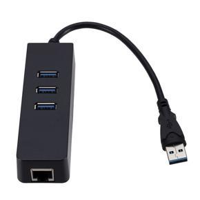 Professional Portable And Durable 3-Port Hub Network Card Data Cable - black