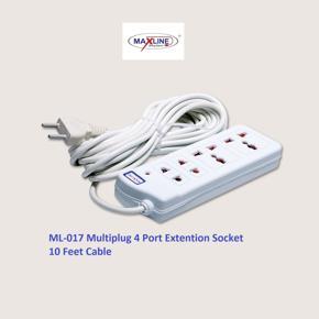 Multi Plug Maxline ML-017 Multiplug 4 Port Extention Socket 10 Feet Cable