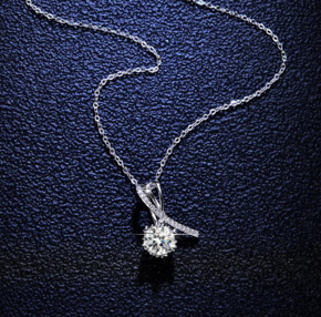 Moissanite Necklace Sterling Silver Pendant Necklace