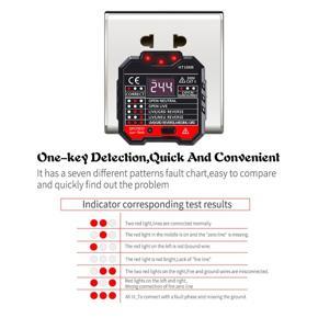 XHHDQES Socket Tester HT-106B Outlet Tester Automatic Electric Circuit Polarity Phase Detector Wall Plug Breaker-US Plug