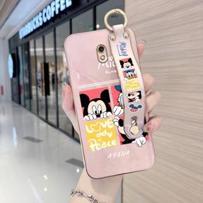 Hontinga for Redmi 8A Back Cover With Wristband Luxury 6D Plating Cartoon Case Soft Silicone Square Phone Cases