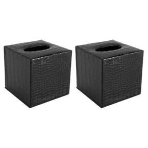 ARELENE 2X Durable Room Car PU Leather Square Tissue Box Paper Holder Case Cover Napkin Color:Black Crocodile Pattern