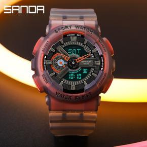 SANDA Brand Men's Outdoor Luxury Leisure Sports Fashion Personality Multi-function Fluorescent Men's Waterproof Electronic Watch