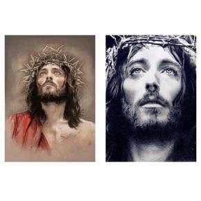 2 set 5D Diy Full Drill Diamond Painting Cross Stitch Kits - Easter Religion Basket & Jesus Christ Birth Wall Painting