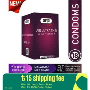 Grip Unlimited Air Ultra Thin Condom for Men (18 Pcs in 6 Packs)