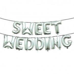 Sweet Wedding Balloon Banner, Aluminum Foil Letters Banner Balloons for Party  Decorations