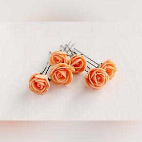 Artificial Flower Bobby Pins, Orange Color Rose Bridal Hair Pins, Bridal Hair Clip, Flower Clips, Wedding Hair Accessory, Flower Girl headpiece set of 5 (Orange) (10tk deal)