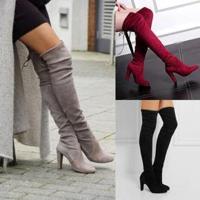 Women Long Boots Over Knee High Heel Thigh Winter Autumn Slip-on Lace-up