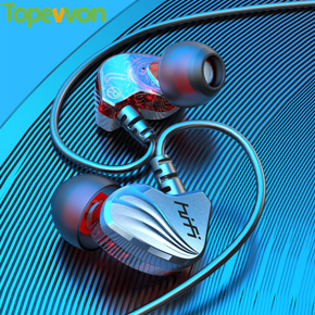 Wired Earphones In-Ear Bass HiFi Dual Units Headphones Game Running Headset Sports Earbud with Microphone