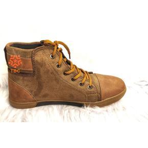 SHOES BROWN ANKEL BOOTS FOR MEN SOFT PU LEATHER AND LACE UP WITH RUBBER SOOL.