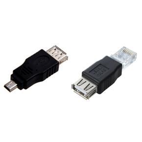 1 Pcs USB a Female to Mini USB B 5 Pin Male Adapter & 1 Pcs Female USB to Male RJ45 8P8C Adaptor Connector