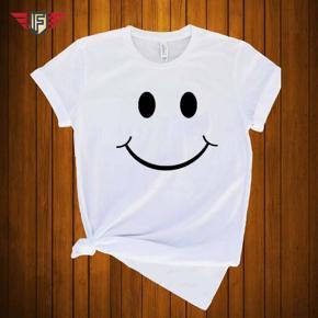 Smile Emoji White Half Sleeve T-Shirt for Men