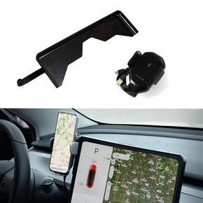 Car Phone Mount with 15W Qi Wireless Charger for Tesla Model 3 Model Y, Electric Locking Stable Cellphone Holder